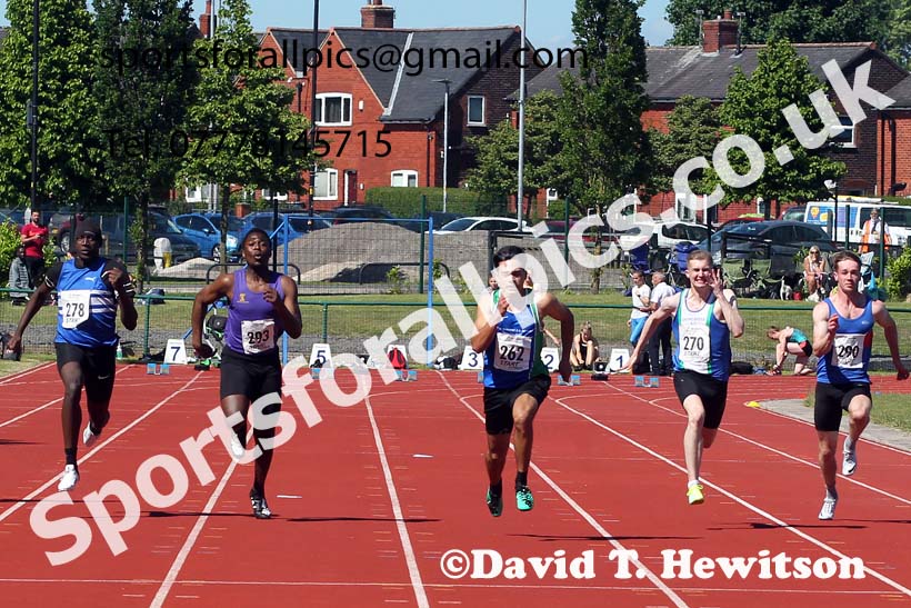 Mens under-20s 100 metres, 2021 Northern Senior and Under-20s Champs., Leigh. Photo: David T. Hewitson/Sports for All Pics